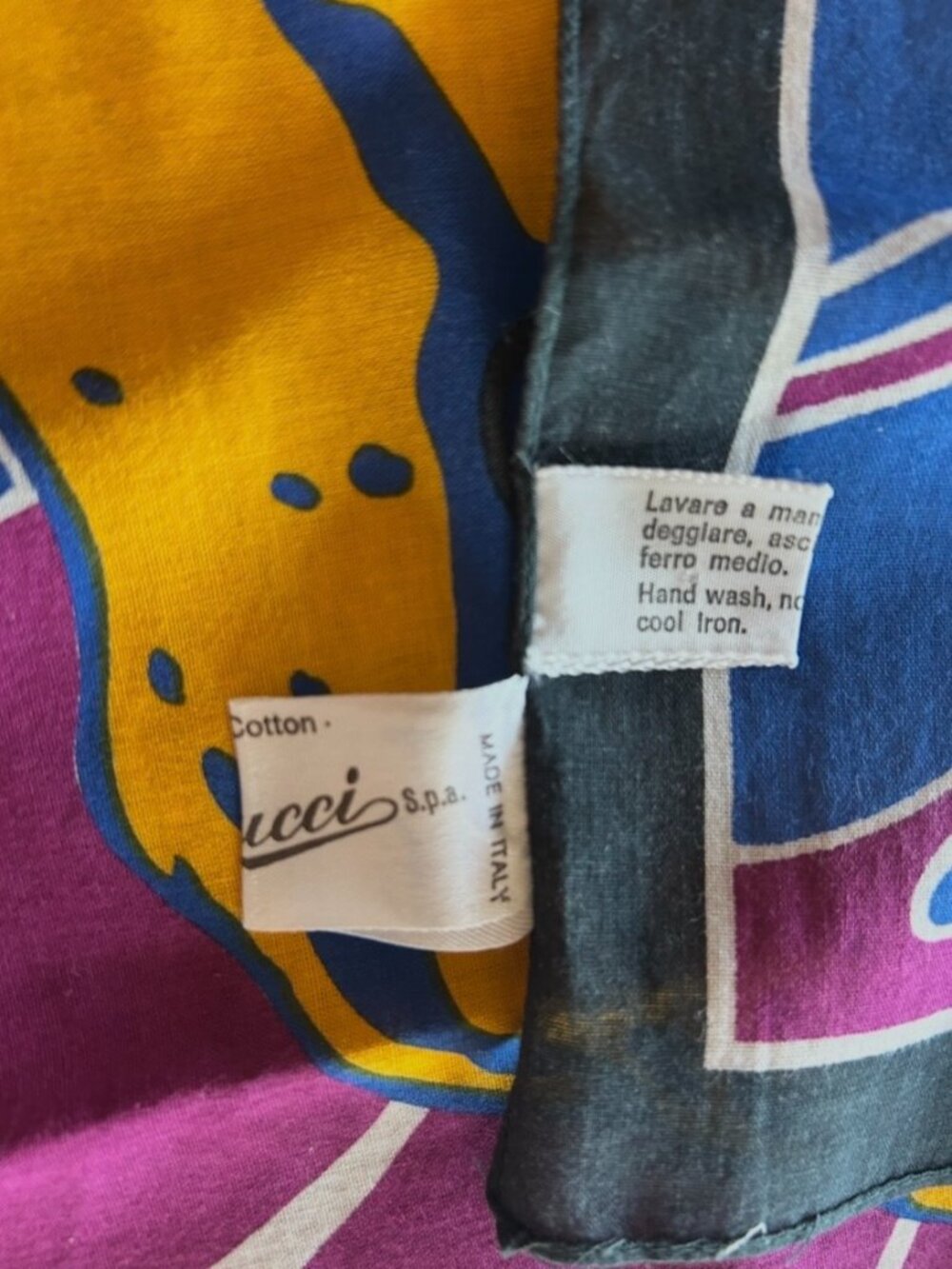 Vintage Gucci 1970's Cheetah Pattern Cotton Pocket Square Handkerchief Italy - Picture 7 of 9
